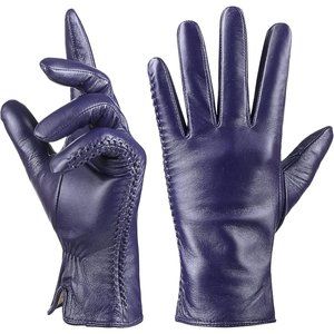 Genuine Sheepskin Leather Gloves For Women, Winter Warm Gloves